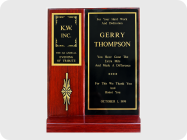 K.W. Inc. — 50 Dedicated Years of Service plaque