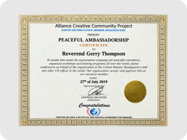 Alliance Creative Community Project — Peaceful Ambassadorship Certificate 2019
